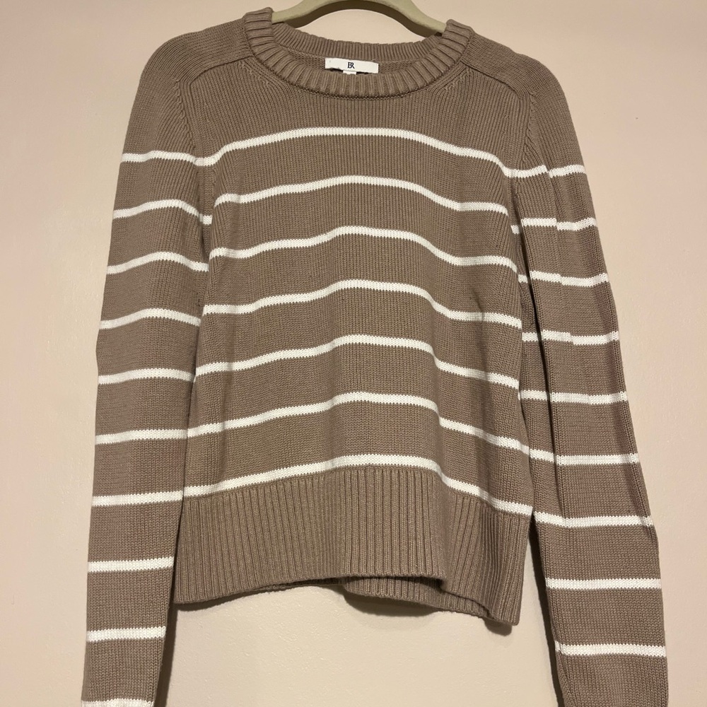 Banana Republic Women's Sweaters—2–Taupe/white & Navy/blue stripes.